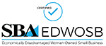 The SBA's EDWOSB Certificate Logo for economically disadvantages woman owned small business.