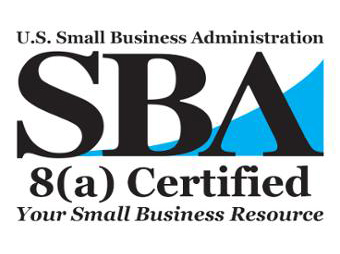 U.S. Small Business Administration (SBA) 8(a) certified logo. Resource for small businesses.